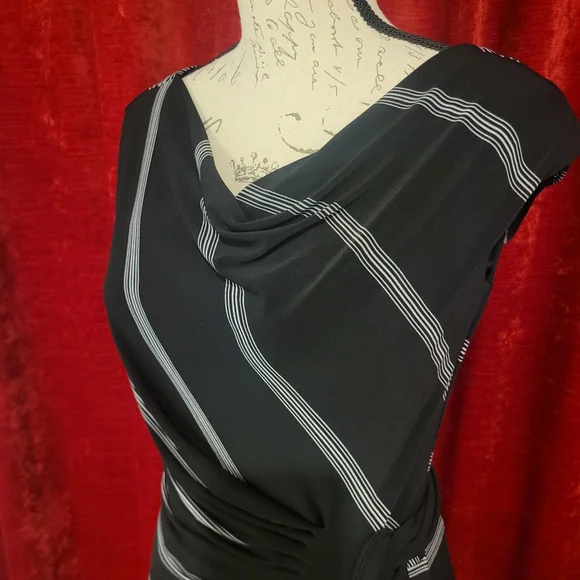 3/$60 RALPH LAUREN  Black & White Fitted Wrap Dress Size 4 - Picture 4 of 7